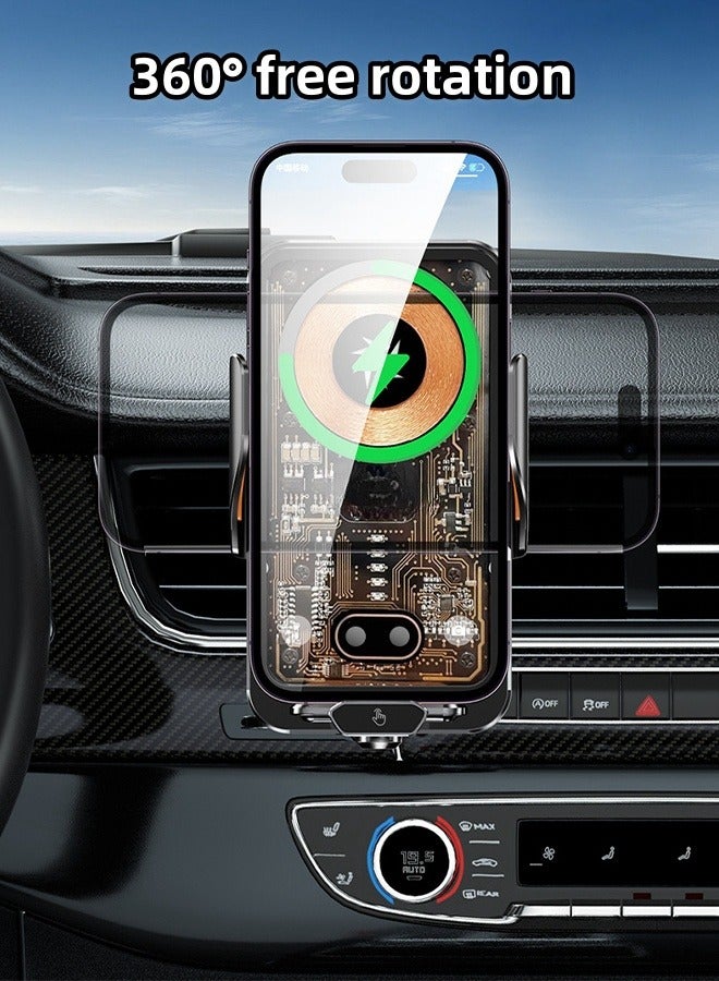 Wireless Car Charger with Dual Coil, Auto-Clamping Air Vent Phone Holder for Car, 66W Fast Charging Mount with 360° Rotation, Compatible with iPhone 15 Pro Max, Samsung S24 Ultra - Image 5
