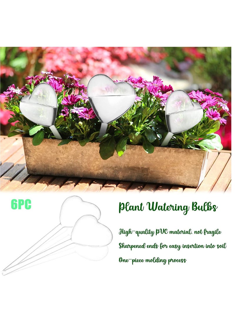 KASTWAVE - Plant Watering Globes, Large Self Watering Globes Plastic PVC Plant Watering Bulbs Houseplants Indoor Plants Potted Plants Watering Bulbs Heart-shaped 6 Piece - Image 1