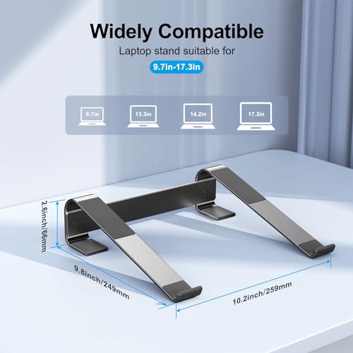 MOKURU Laptop Riser for Desk - Aluminum Ergonomic Computer Stand for Laptop Cooling - Compatible with MacBook Pro/Air, Dell, HP, Lenovo, 10-17.3'', Black - Image 5