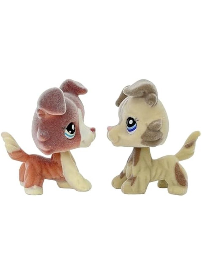 2pcs Custom-Made Flocked Animal Figure Fuzzy Collie Great Dane Dachshund Cocker Spaniel Dog Short Hair cat Old Pet Shop Toy Birthday Party Favor (#1542 and #2210)  - Image 5