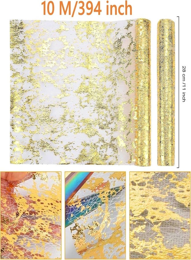Tendry Gold Table Runner Roll 11"x394",2 PCS Glitter Metallic Foil Thin Mesh Table Runner, Gold Table Decorations for Party, Celebrations, Birthdays, Weddings, Christmas, Baby Showers, DIY - Image 3