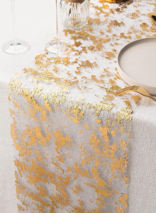 Tendry Gold Table Runner Roll 11"x394",2 PCS Glitter Metallic Foil Thin Mesh Table Runner, Gold Table Decorations for Party, Celebrations, Birthdays, Weddings, Christmas, Baby Showers, DIY - Image 4