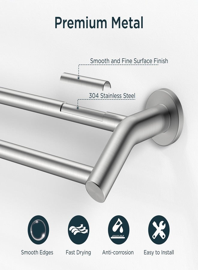 FORIOUS Double Towel Bar 24", Heavy Duty SUS304 Stainless Steel Dual Towel Racks for Bathroom Wall Mount, Space Saving Towel Rod Towel Holder Rail, Brushed Nickel - Image 5