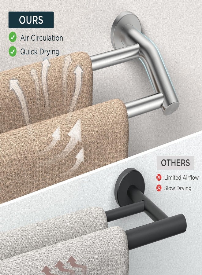 FORIOUS Double Towel Bar 24", Heavy Duty SUS304 Stainless Steel Dual Towel Racks for Bathroom Wall Mount, Space Saving Towel Rod Towel Holder Rail, Brushed Nickel - Image 3