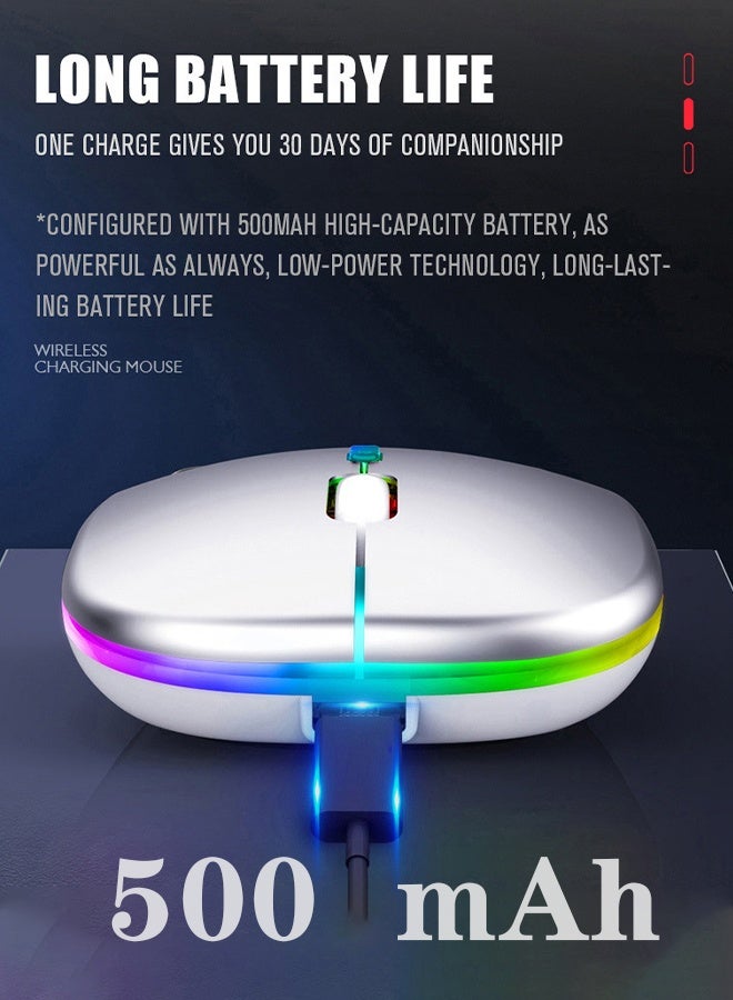 MANBO Silent Wireless Bluetooth Mouse, Rechargeable Dual Mode RGB Gaming Mouse - Image 3