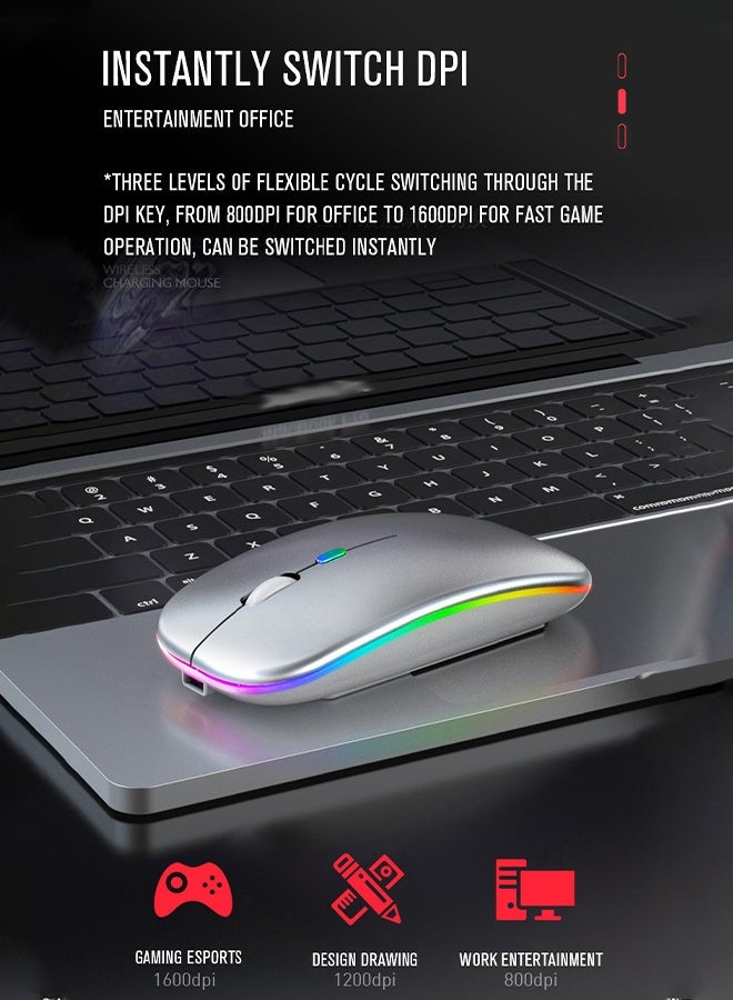 MANBO Silent Wireless Bluetooth Mouse, Rechargeable Dual Mode RGB Gaming Mouse - Image 2