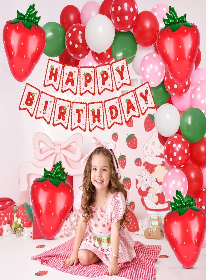 Kriyokiaa Strawberry Shortcake Birthday Decorations 58 Pcs Berry Birthday Party Decor with Strawberry Balloons, Banner, Tassel Fringe Backdrop Perfect for Themed Parties - Image 3