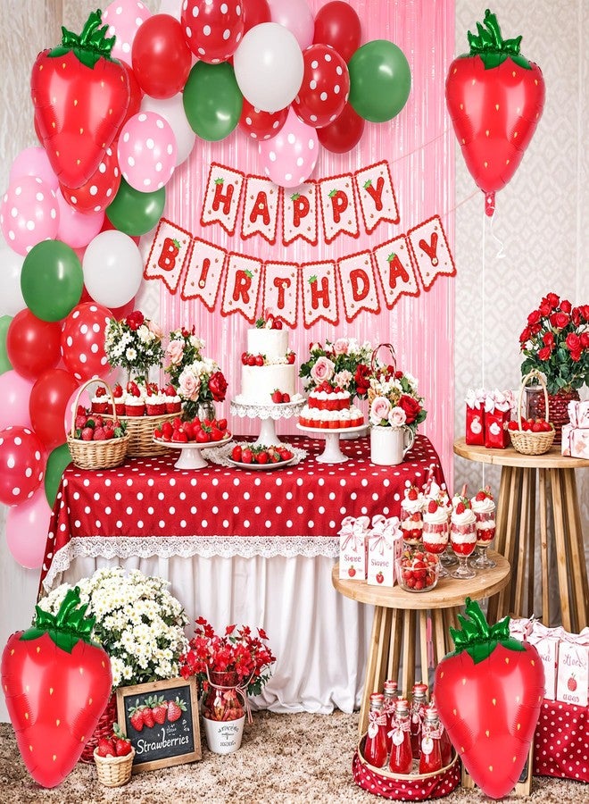 Kriyokiaa Strawberry Shortcake Birthday Decorations 58 Pcs Berry Birthday Party Decor with Strawberry Balloons, Banner, Tassel Fringe Backdrop Perfect for Themed Parties - Image 5