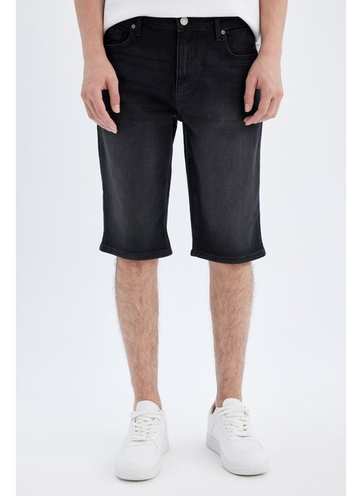 Man Regular Fit Jean Bermuda Shorts