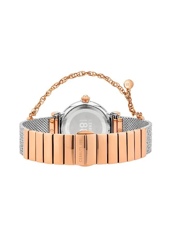 CERRUTI 1881 Women's Round Shape Stainless Steel Band Analog Wrist Watch 32 mm - Grey Dial - C CRWM29703