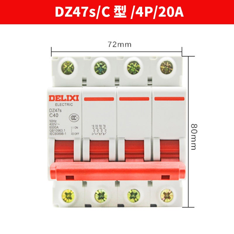 Delixi Dz47S 1P Air Switch 2P Household 32A40A Three-Phase 3P Industrial Circuit Breaker 4P Air Switch - Image 1