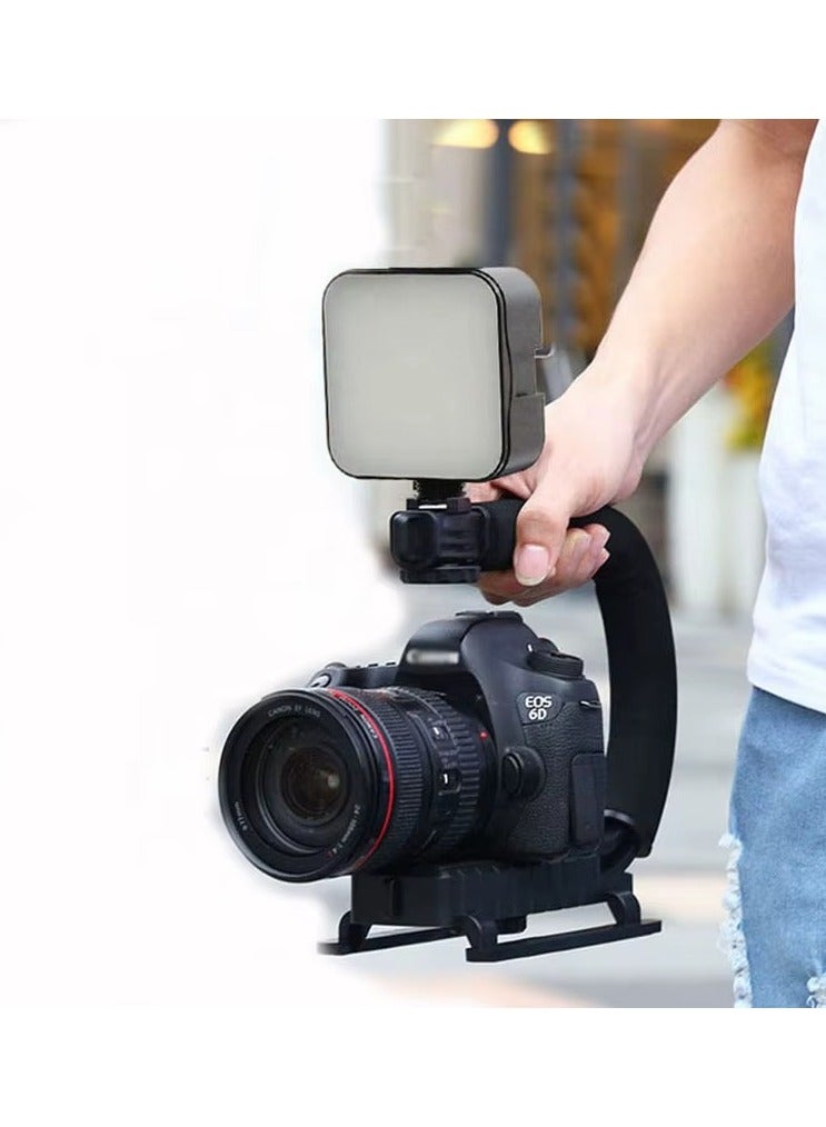 Portable U Shape Handheld Grip Video Bracket Holder Camera Stabilizer LED Light Kit Vlogging Kit Video Vlogger Kits Microphone  - Image 3