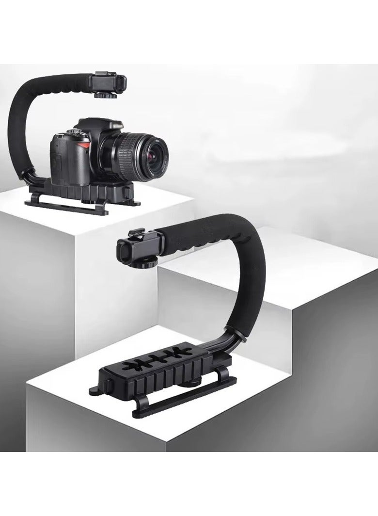 Portable U Shape Handheld Grip Video Bracket Holder Camera Stabilizer LED Light Kit Vlogging Kit Video Vlogger Kits Microphone  - Image 5