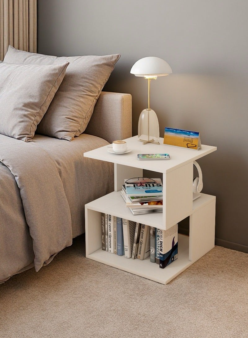  CityRiya-Long طاولة جنب السرير ، طاولة ليلية بيضاء ، طاولة جانبية أريكة متعددة الوظائف ، طاولة قهوة بسيطة ، خزانة تخزين مع رف ورف مجلة لغرفة المعيشة ، غرفة النوم ، مدخل ، غرفة الدراسة ، شرفة (MFJ40) - Image 1