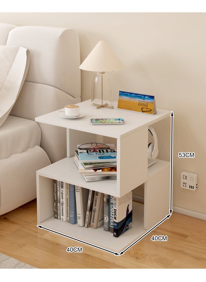  CityRiya-Long طاولة جنب السرير ، طاولة ليلية بيضاء ، طاولة جانبية أريكة متعددة الوظائف ، طاولة قهوة بسيطة ، خزانة تخزين مع رف ورف مجلة لغرفة المعيشة ، غرفة النوم ، مدخل ، غرفة الدراسة ، شرفة (MFJ40) - Image 2