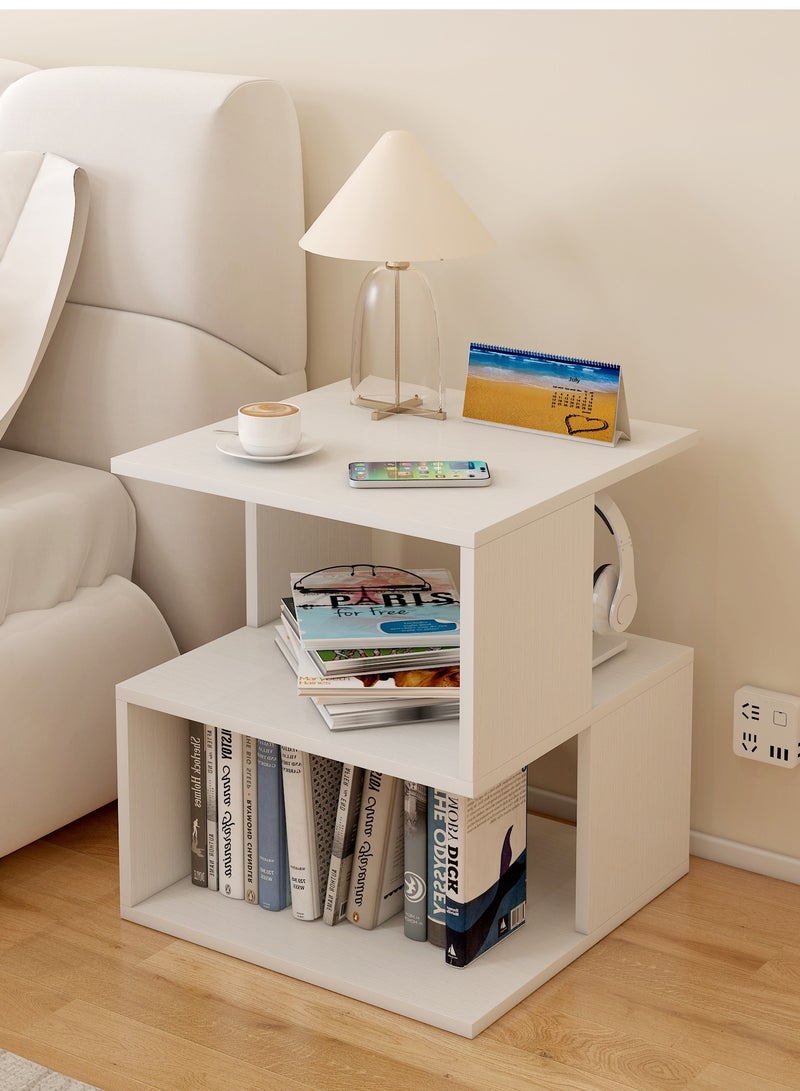  CityRiya-Long طاولة جنب السرير ، طاولة ليلية بيضاء ، طاولة جانبية أريكة متعددة الوظائف ، طاولة قهوة بسيطة ، خزانة تخزين مع رف ورف مجلة لغرفة المعيشة ، غرفة النوم ، مدخل ، غرفة الدراسة ، شرفة (MFJ40) - Image 4