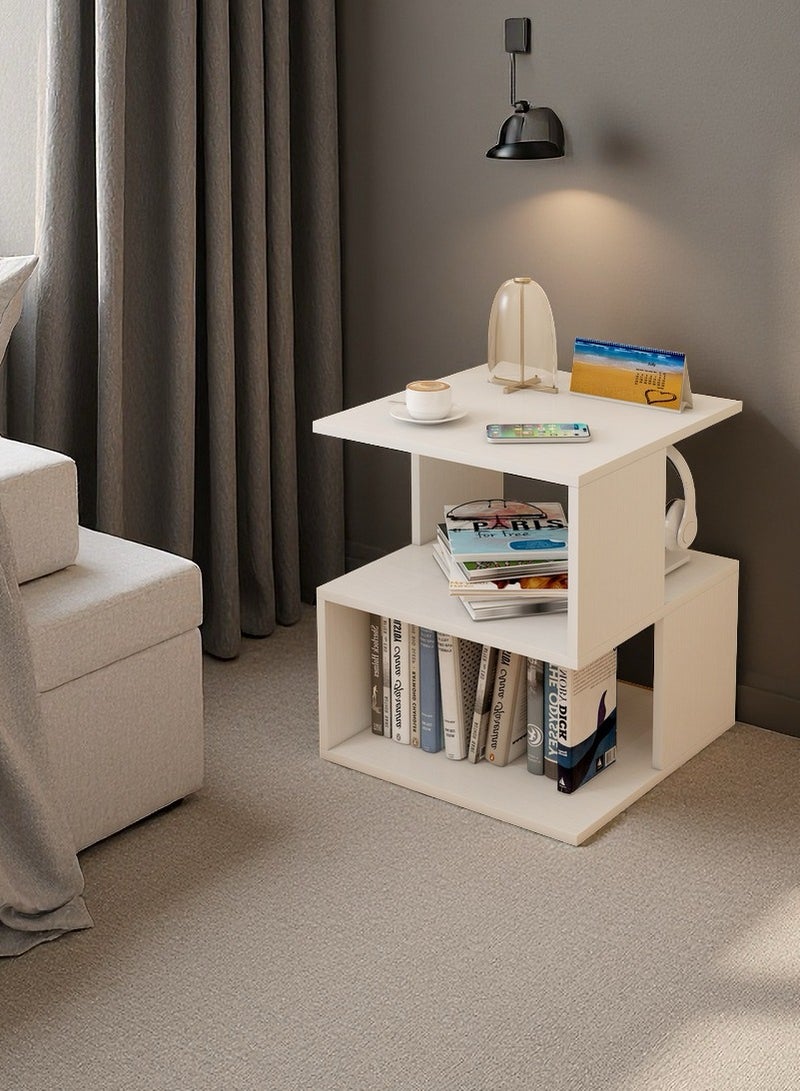  CityRiya-Long طاولة جنب السرير ، طاولة ليلية بيضاء ، طاولة جانبية أريكة متعددة الوظائف ، طاولة قهوة بسيطة ، خزانة تخزين مع رف ورف مجلة لغرفة المعيشة ، غرفة النوم ، مدخل ، غرفة الدراسة ، شرفة (MFJ40) - Image 5