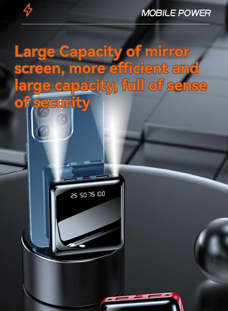 راكسوم بنك طاقة صغير بملء الشاشة 20000 مللي أمبير في الساعة، رفيع للغاية، محمول، سعة كبيرة، شحن سريع، بنك طاقة (أسود) - Image 3