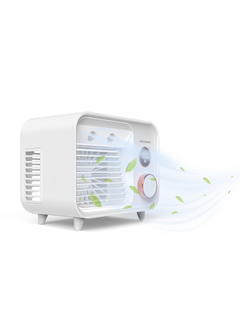 بورودو مروحة ضباب صغيرة من لايف ستايل مع مقبض تحكم / مبرد هواء مكتبي بشاشة LED / مبرد بخمسة مستويات سرعة / تحكم ديناميكي في تدفق الهواء - أبيض - Image 1