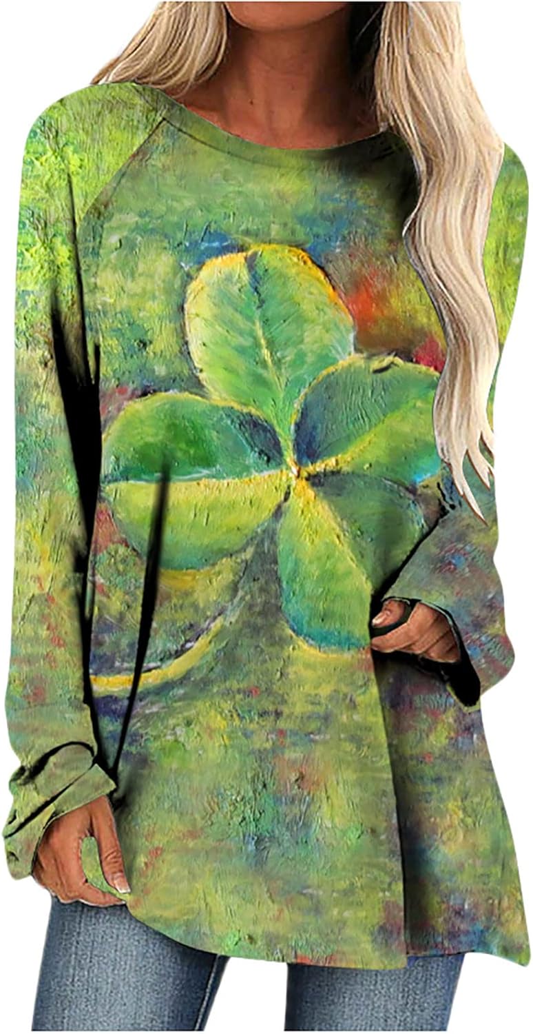 cheekyglo St Patricks Day Sweatshirts for Women Loose Long Sleeve Shirts Shamrock Print Blouse Saint Patricks Day Pullover Tops - Image 1