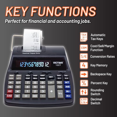 Victor Thermal Printing Calculator with Check & Correct – Fast, Ink-Free Printing, Large Screen, Smudge-Free Results for Office & Accounting - Image 3