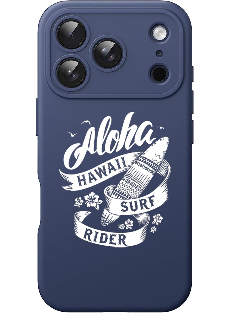 Theodor Protective Slim Fit Case Liquid Silicone Cover with Full Body Protection Anti-Scratch Shockproof Case For Apple iPhone 17 Pro Max (Blue) Aloha hawaii Surf rider White - Image 1