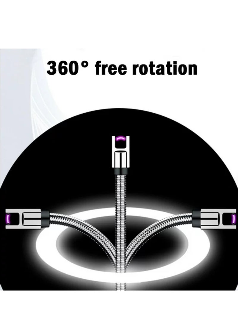 Yuwell Electric BBQ Lighter 360 Degree Windproof Flameless Flexible Neck Long USB Type-C Rechargeable Electric Candle Arc Lighter With LED Battery Display Golden  - Image 3