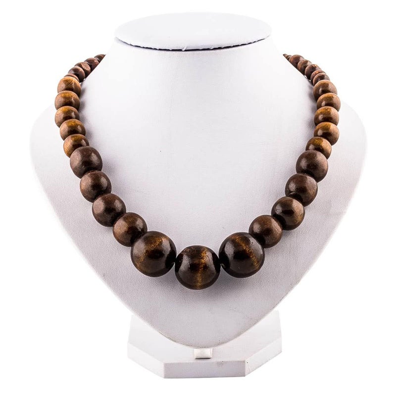 EVBEA Wood Bead Necklace Africa Wooden Chain Statement Unisex Chunky Necklaces - Image 4