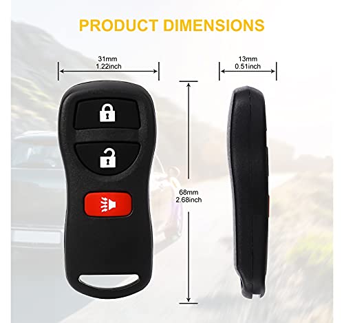 Pilida Keyless Entry Remote Control: Car Key Fob Compatible with Infiniti Nissan Armada Frontier Murano Pathfinder Quest Sentra Titan Versa Xterra| FX35 FX45 QX4 Replacement for KBRASTU15 (2 Pack) - Image 3
