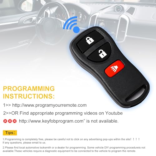 Pilida Keyless Entry Remote Control: Car Key Fob Compatible with Infiniti Nissan Armada Frontier Murano Pathfinder Quest Sentra Titan Versa Xterra| FX35 FX45 QX4 Replacement for KBRASTU15 (2 Pack) - Image 4