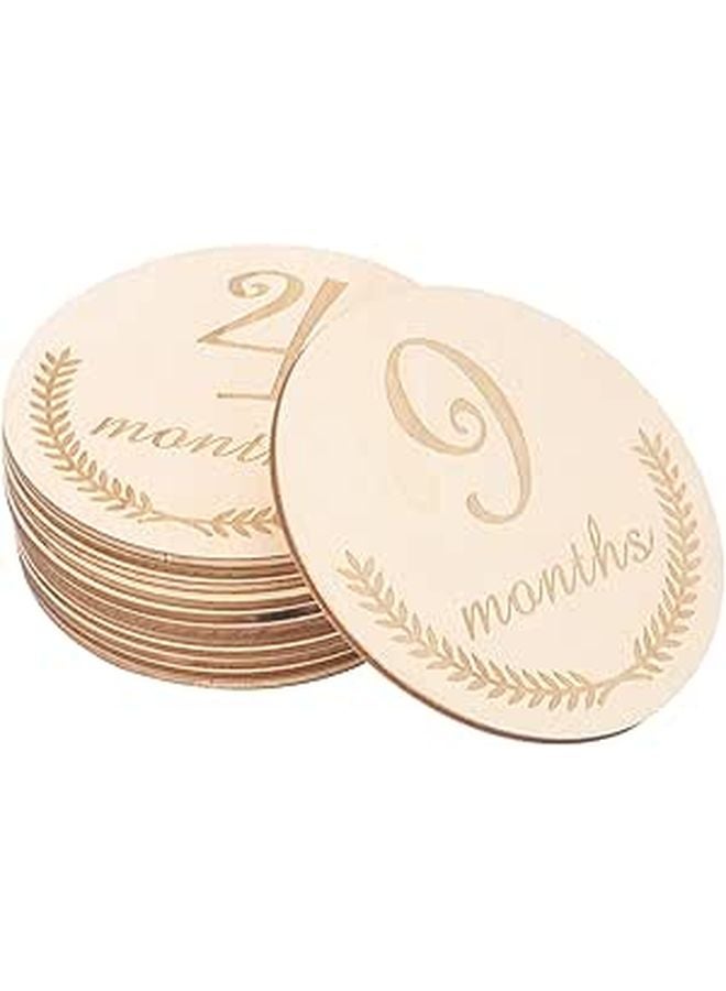 Wooden Newborn Photography Props 12Pcs Milestone Cards For Monthly Growth Record Baby Shower - Image 1
