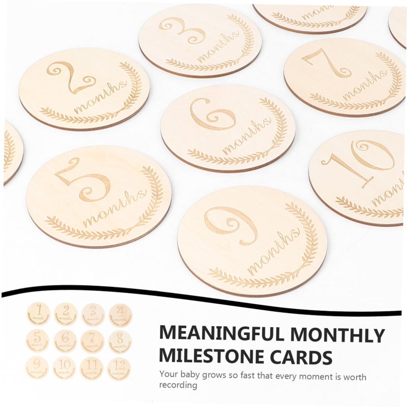 Wooden Newborn Photography Props 12Pcs Milestone Cards For Monthly Growth Record Baby Shower - Image 5