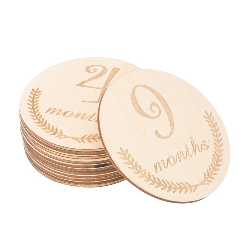 Wooden Newborn Photography Props 12Pcs Milestone Cards For Monthly Growth Record Baby Shower - Image 2