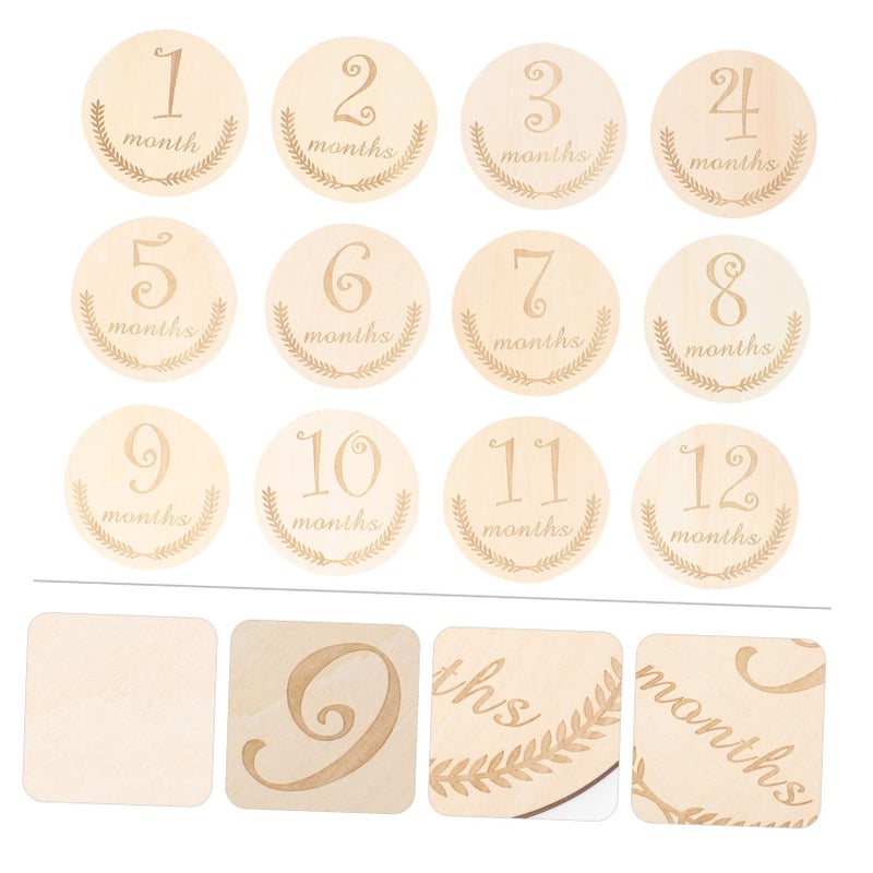 Wooden Newborn Photography Props 12Pcs Milestone Cards For Monthly Growth Record Baby Shower - Image 4
