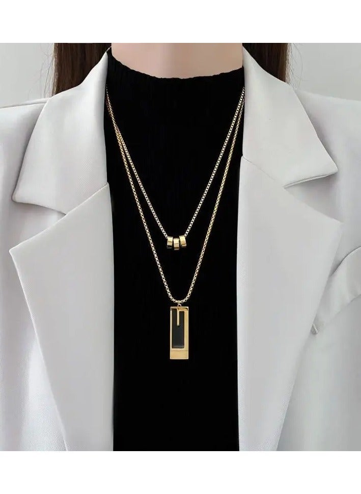Home Clearance Sale Fashionable Titanium Steel Necklace With A Double-layered Sweater Chain, Adding A Touch Of Sophistication To Your Outfit. The New Versatile Pendant Accessory. - Image 4