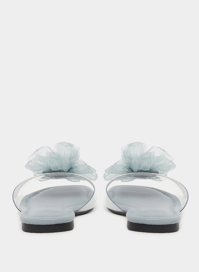 ستايلي صنادل مسطحة مفتوحة من الأمام بتفاصيل زهور - Image 4