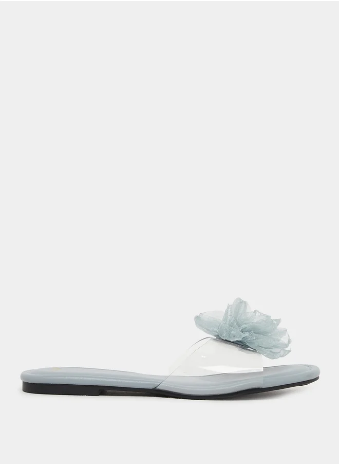 ستايلي Flower Detail Open Toe Flat Sandals