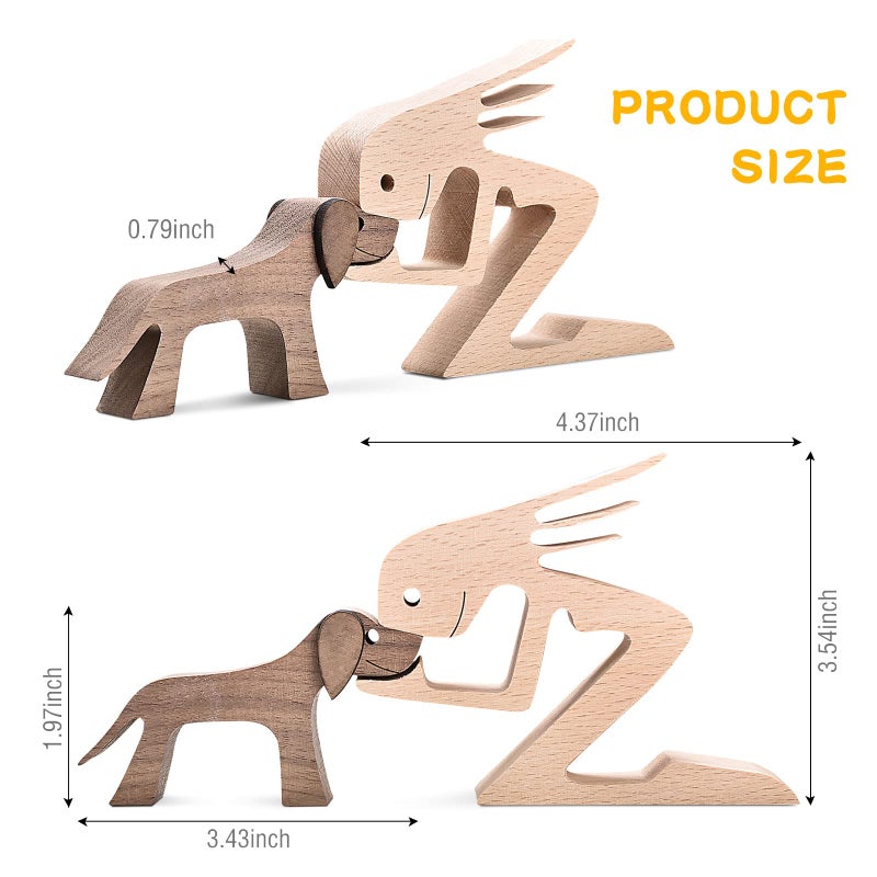 ISHINE Handmade Wooden Dog Gift for Dog Lover Wooden Carving Dog Dog Statue Wood Small Decorations for Home Office Living Room - Image 5