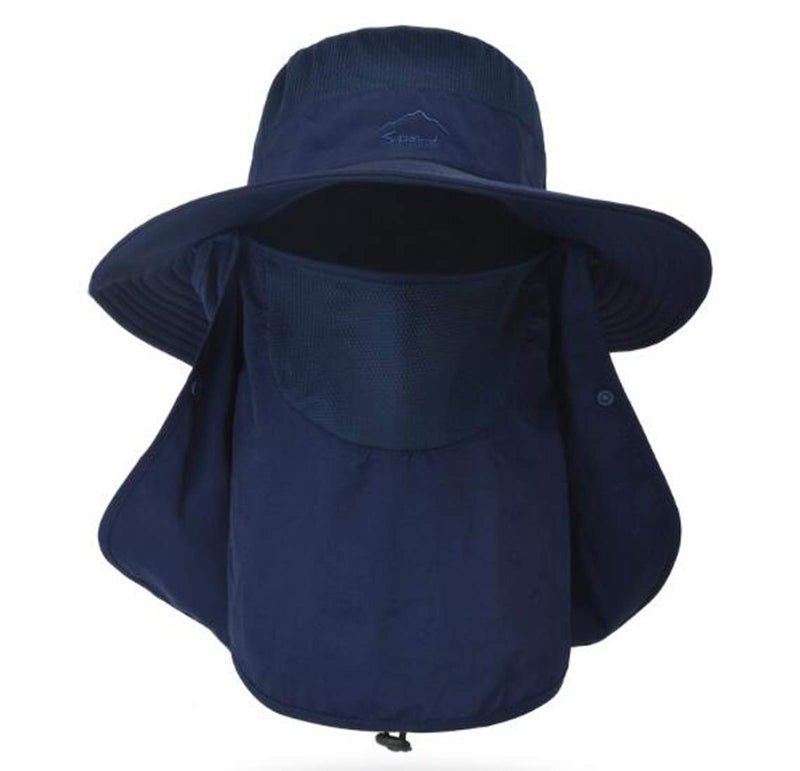 Outrip Fishing Hat for Men & Women, Outdoor UV Sun Protection Wide Brim Hat with Face Cover & Neck Flap Dark Blue - Image 1