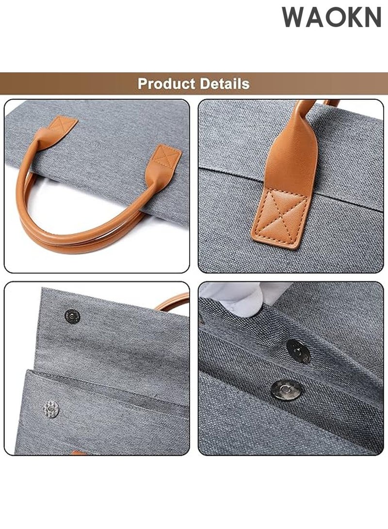 WAOKN Classic Lightweight Briefcase for Men & Women - Polyester Laptop Bagt - Professional Work Office Bag - Commuter Messenger Bag for Travel (Gray，large) - Image 4