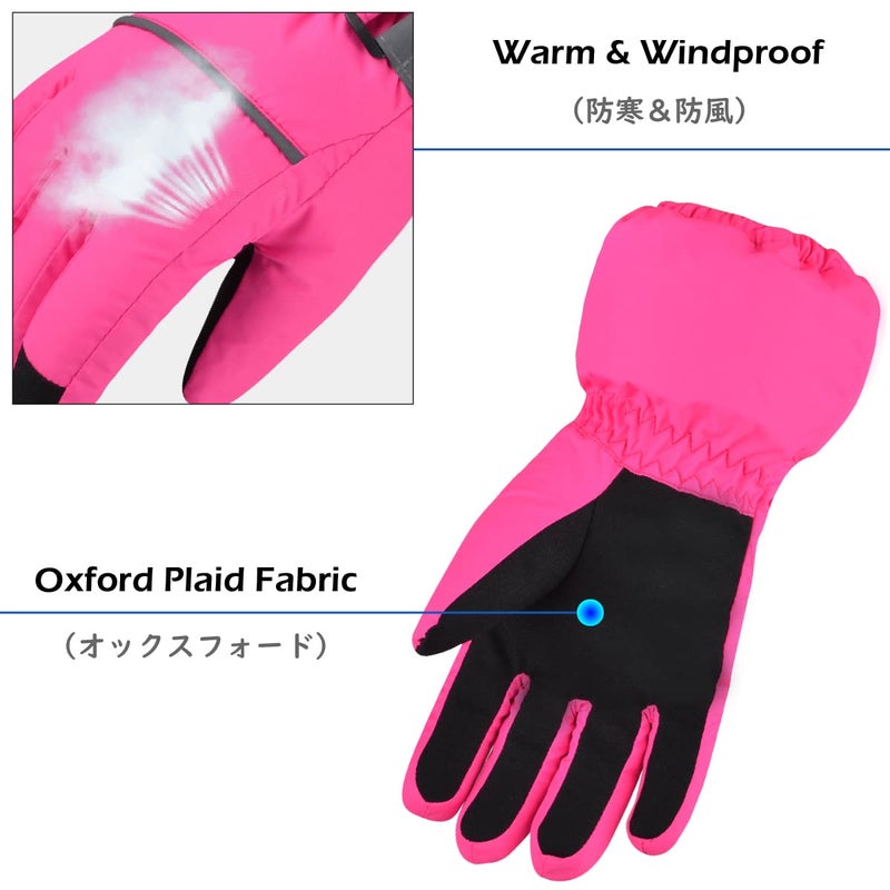TRIWONDER Kids Winter Ski Snow Gloves Children Snowboard Gloves Cold Weather Waterproof for Boys Girls Toddler (Rose Red, M (7-10 Years Old)) - Image 4