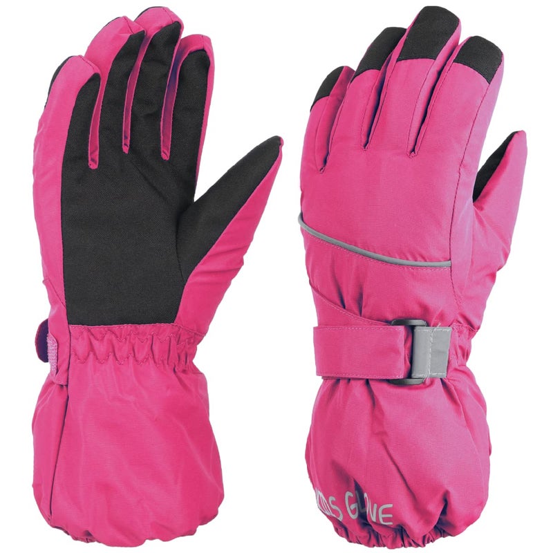 TRIWONDER Kids Winter Ski Snow Gloves Children Snowboard Gloves Cold Weather Waterproof for Boys Girls Toddler (Rose Red, M (7-10 Years Old)) - Image 1
