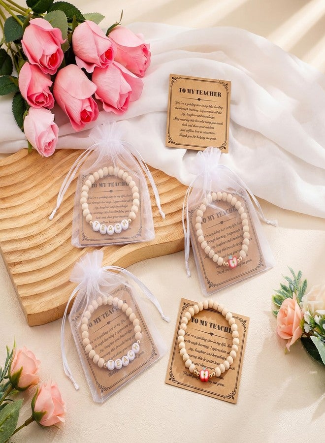 Highergo 12 Set Teacher Appreciation Gift Bracelets for End of Year Women Thank You Apple Bracelets with Card for End of Year Party Favors Teacher Appreciation Supplies - Image 4