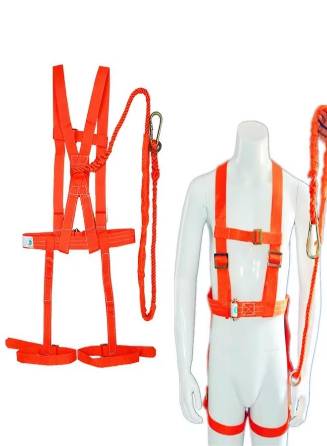 Oligitdi Full Body Safety Harness with Lanyard, Industrial Fall Protection Equipment Nylon Full Body Scaffolding Hook Safety Belt Harness - Image 1
