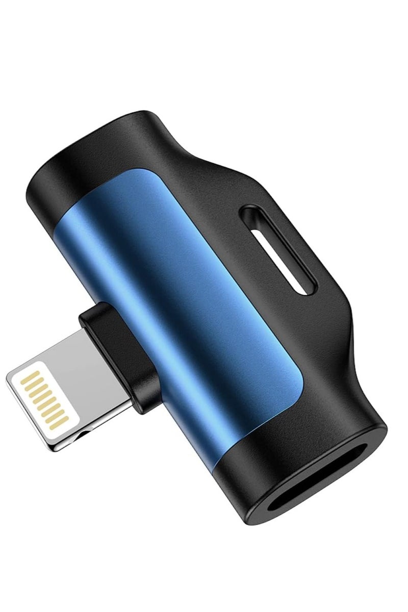 Hoco LS31 - Dual Lightning Digital Audio Converter, Compatible With Apple iPhone 13/12/11/x/8/7 - Blue - Image 1