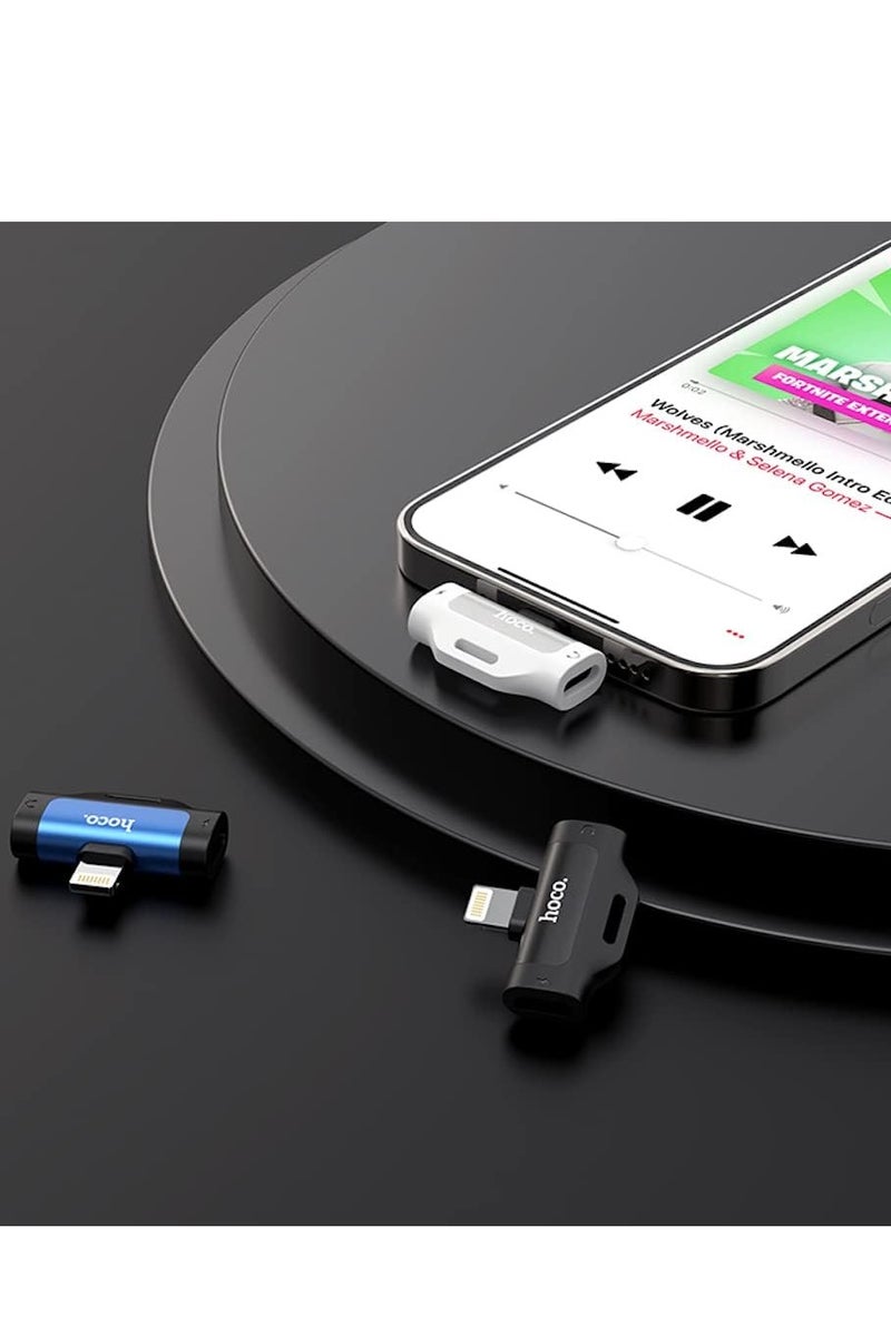 Hoco LS31 - Dual Lightning Digital Audio Converter, Compatible With Apple iPhone 13/12/11/x/8/7 - Blue - Image 3