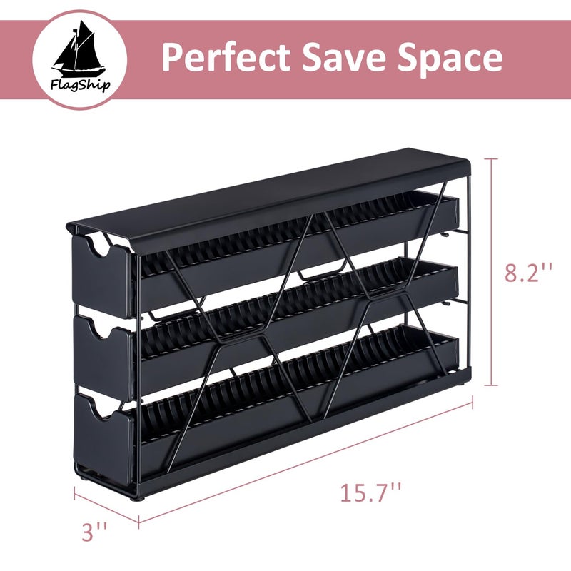 FlagShip 3-Tier Nespresso Pod Holder & Vertuo Coffee Capsule Organizer - Black Metal Space-Saving Storage Holds 30+ Pods Fits All Size Vertuo Pod - Image 2