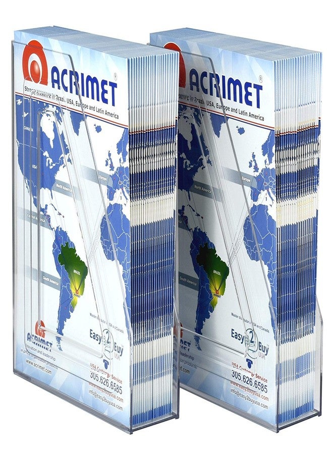 Acrimet Magazine File Holder Bin Storage, Vertical Rack for Documents, Folders and Mail, Durable Plastic Desk Organizer for Office & Home (Clear Crystal) (2 Pack) - Image 3