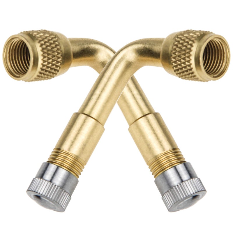 Mellbree 2Pack Tire Valve Extension 90 Degree Schrader Tire Valve Stem Extension Brass Adaptor Compatible for Passenger Cars Stroller Bicycles Motorcycles Trailers RV and Recreational Vehicles