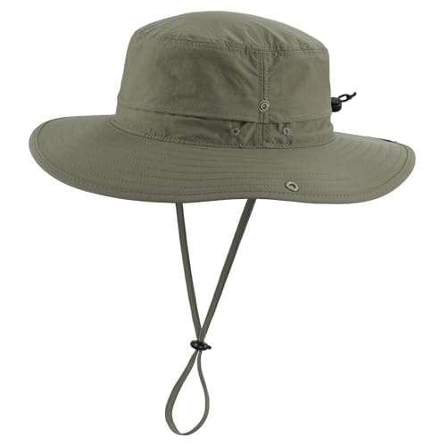 Connectyle Sun Hat for Men UV Protection Safari Hat for Fishing Hiking Gardening Breathable Cowboy Hat UPF50 Light Army Green - Image 1